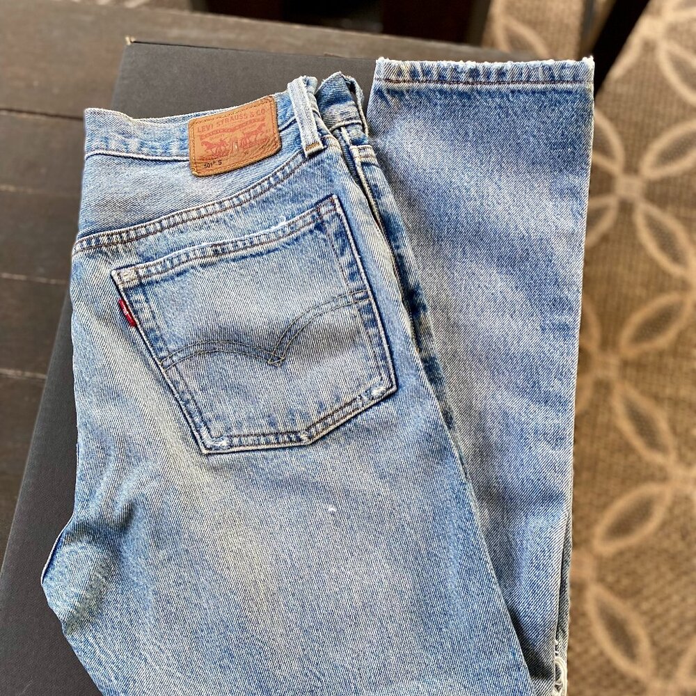 Levi's 501 S Skinny White Oak Cone Selvedge Denim Light Wash Jeans Size 27